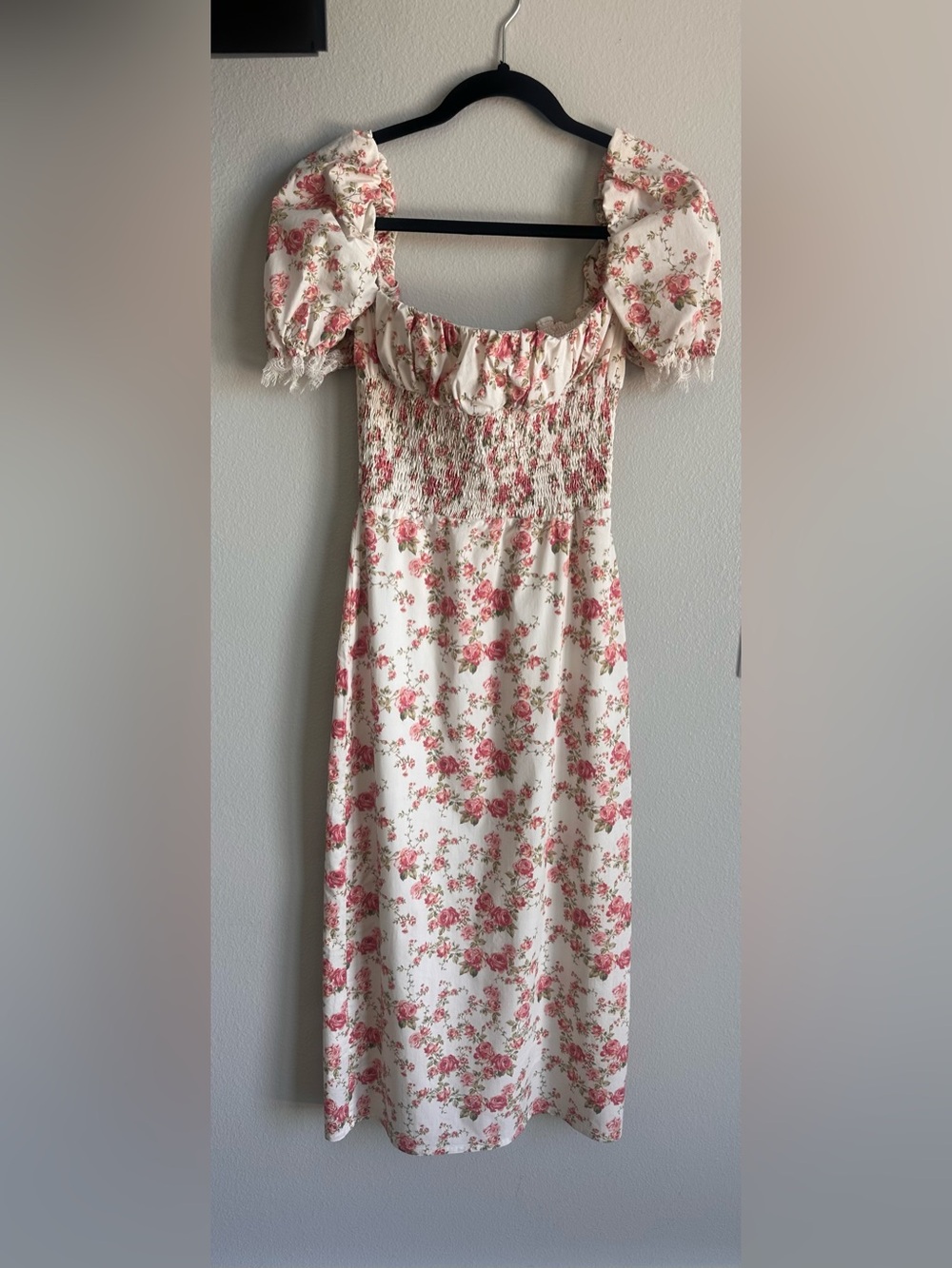 House of CB Cream Dress with Pink Floral Pattern